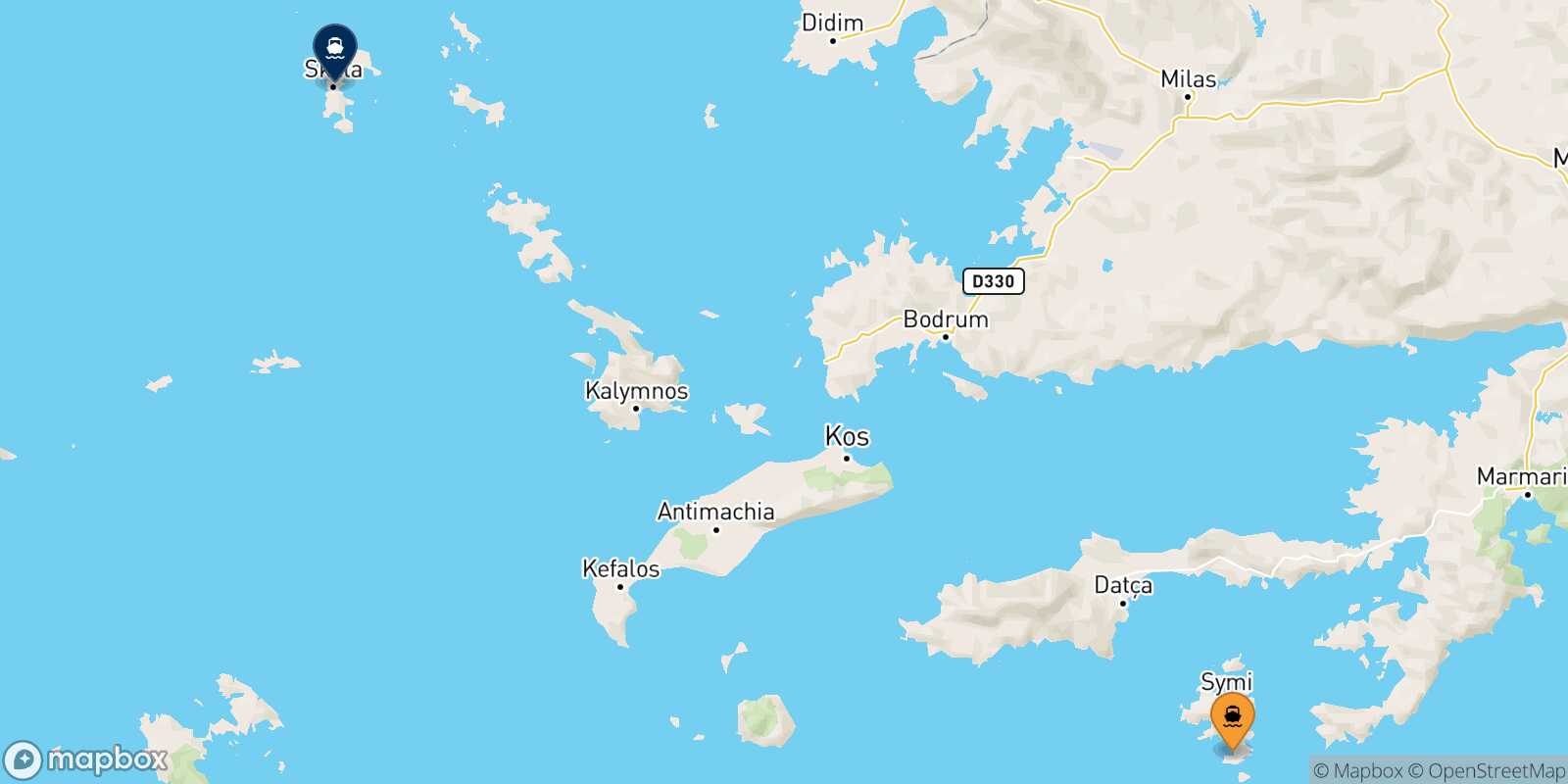 Mapa de la ruta Panormitis (Symi) Patmos