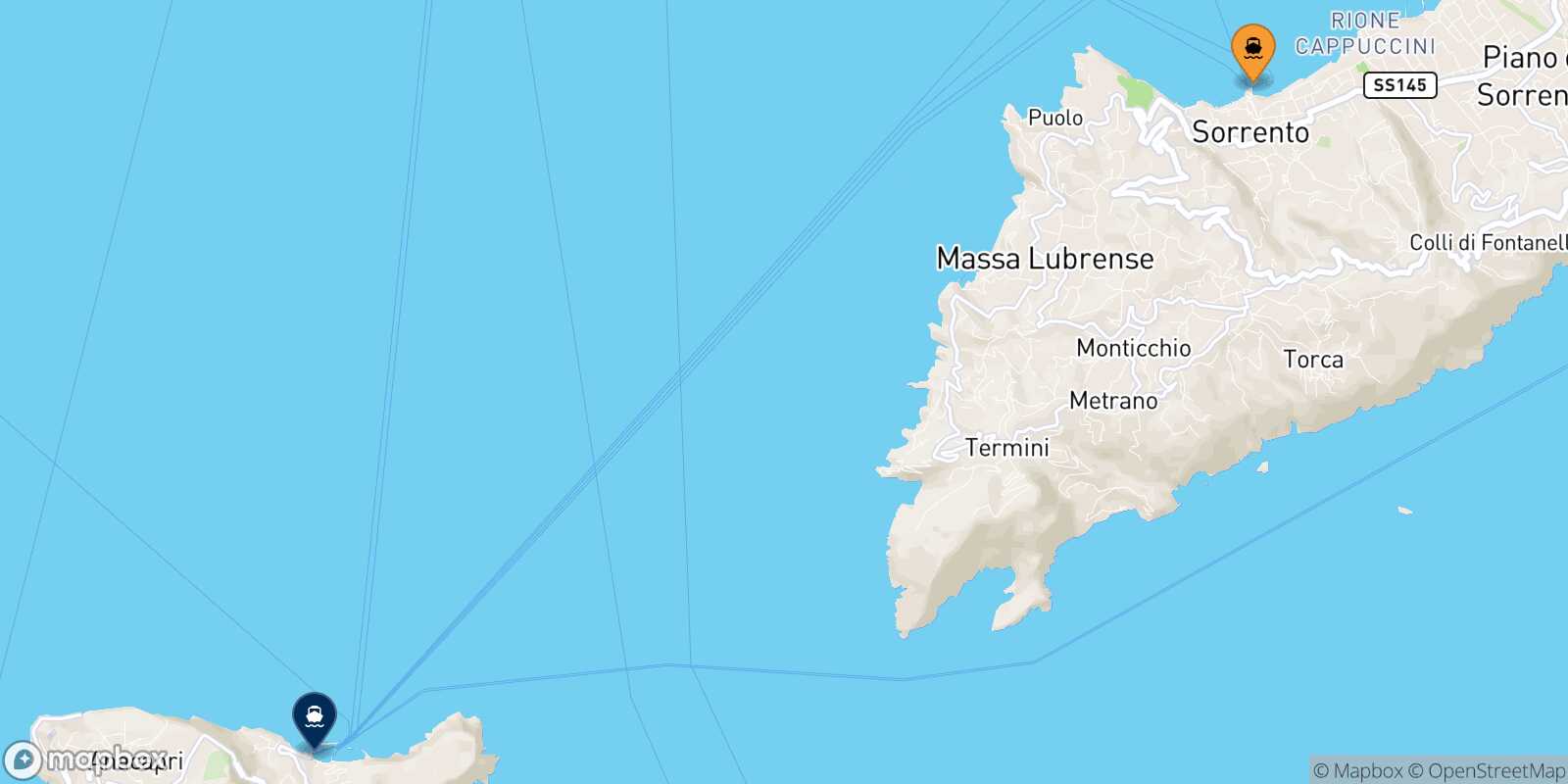 Mapa de la ruta Sorrento Capri