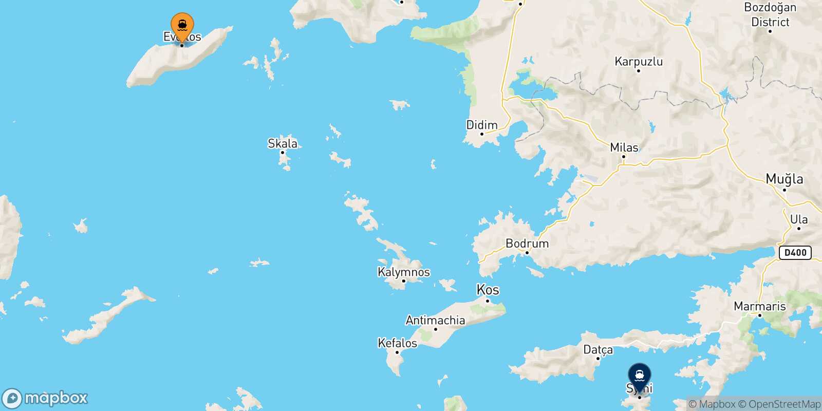 Mapa de la ruta Evdilos (Ikaria) Symi