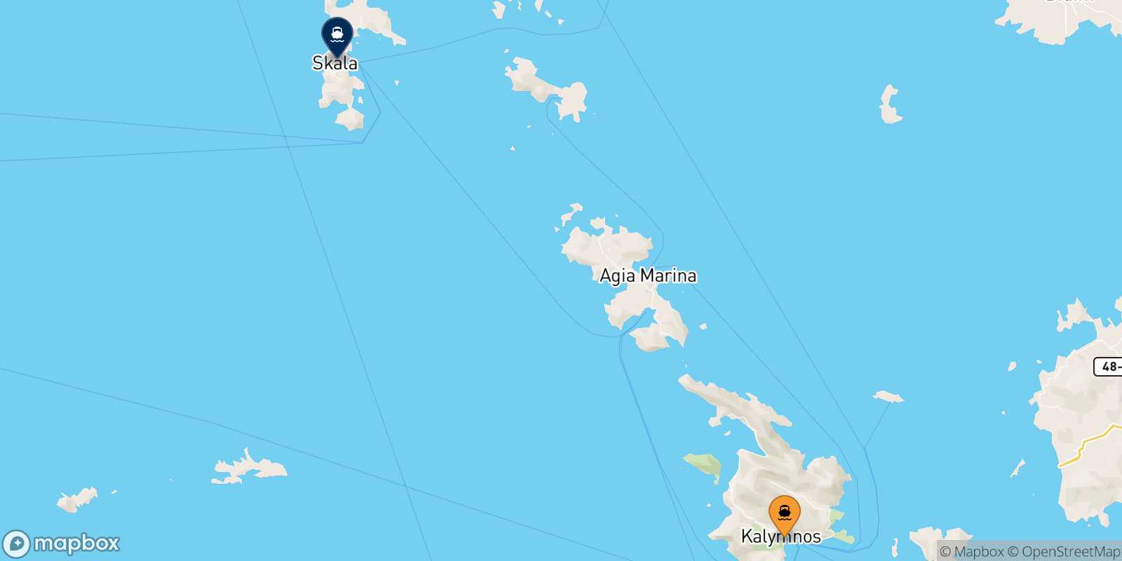 Mapa de la ruta Kalymnos Patmos