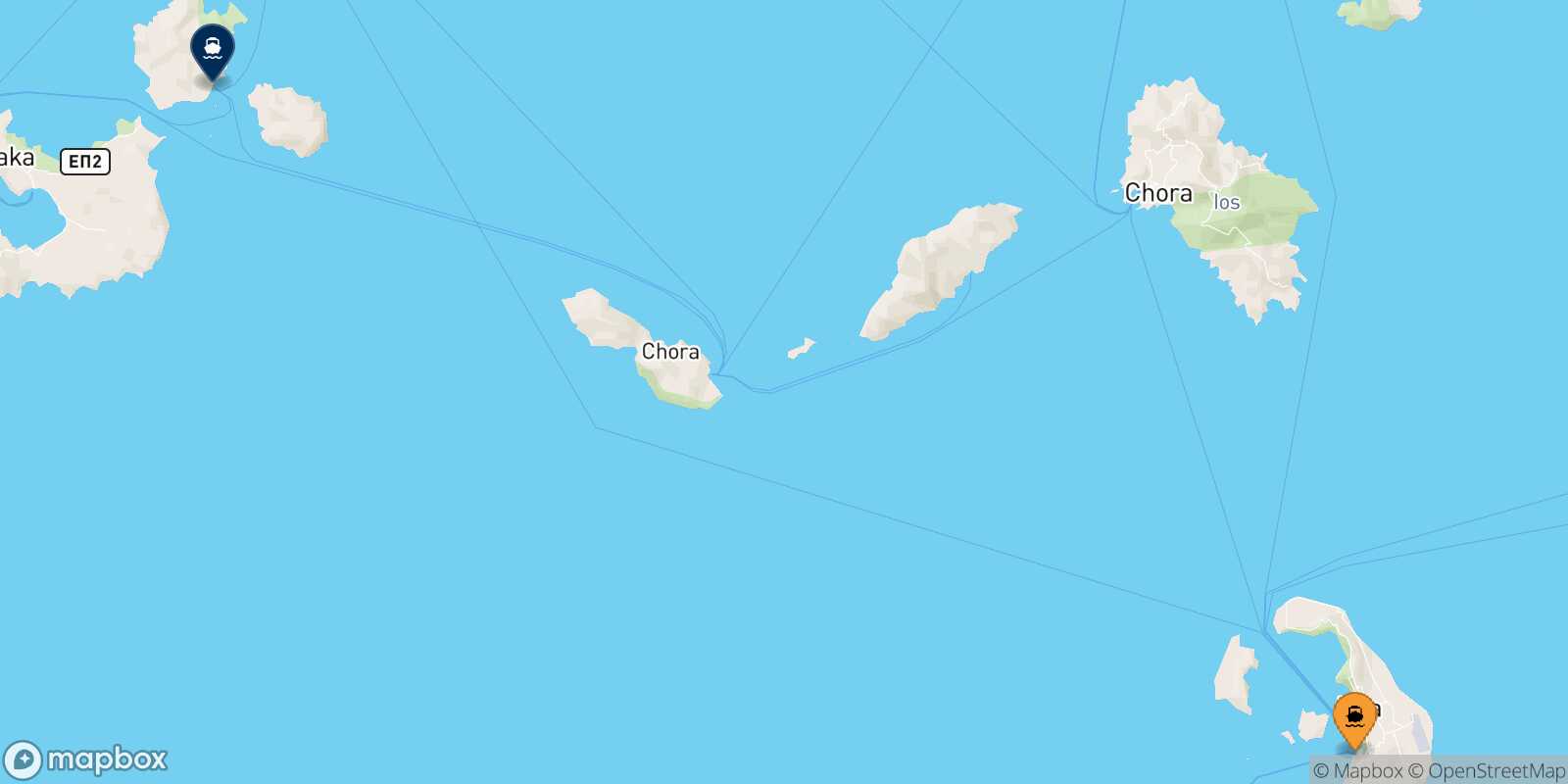 Mapa de la ruta Santorini Kimolos