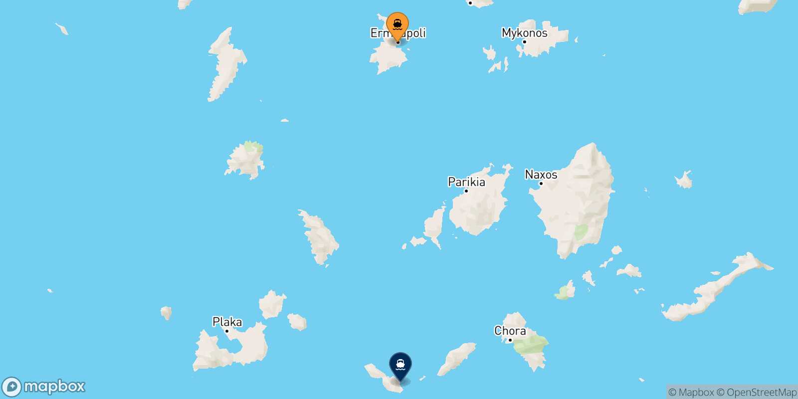 Mapa de la ruta Syros Folegandros