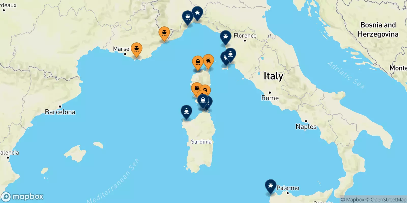 Ferries de Francia a Italia