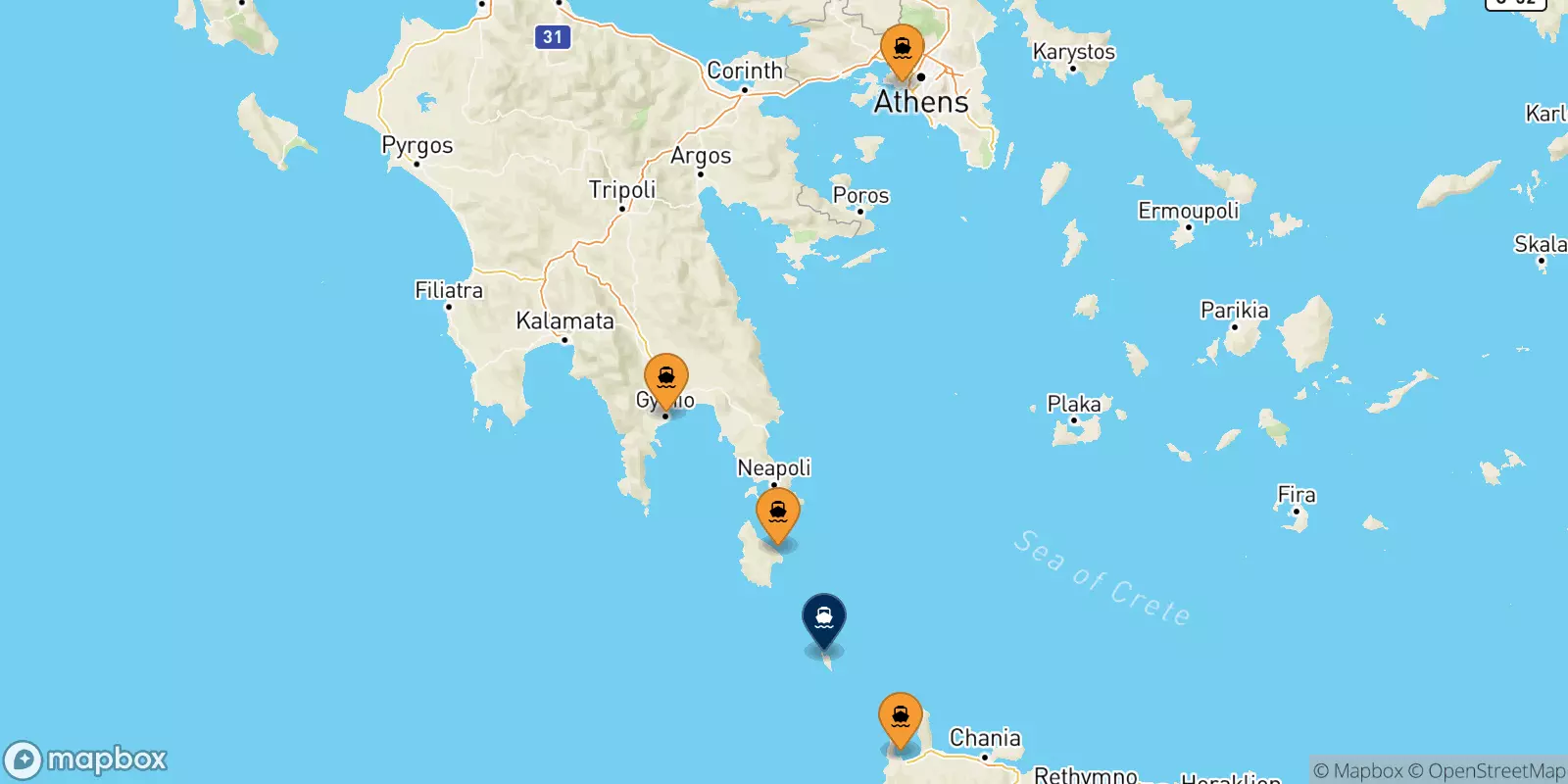 Ferries de Grecia a Antikythira