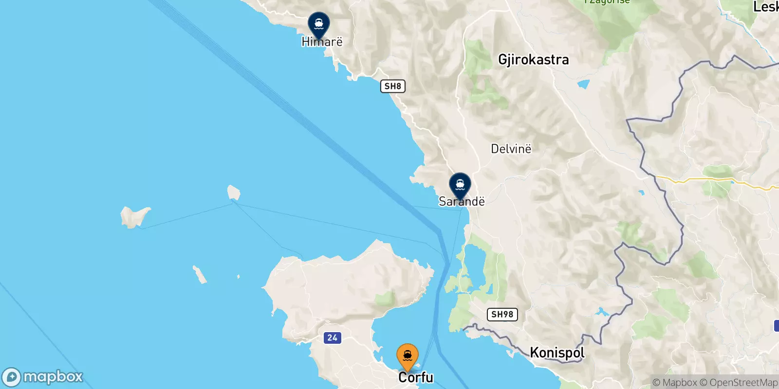 Ferries de Islas Jonicas a Albania