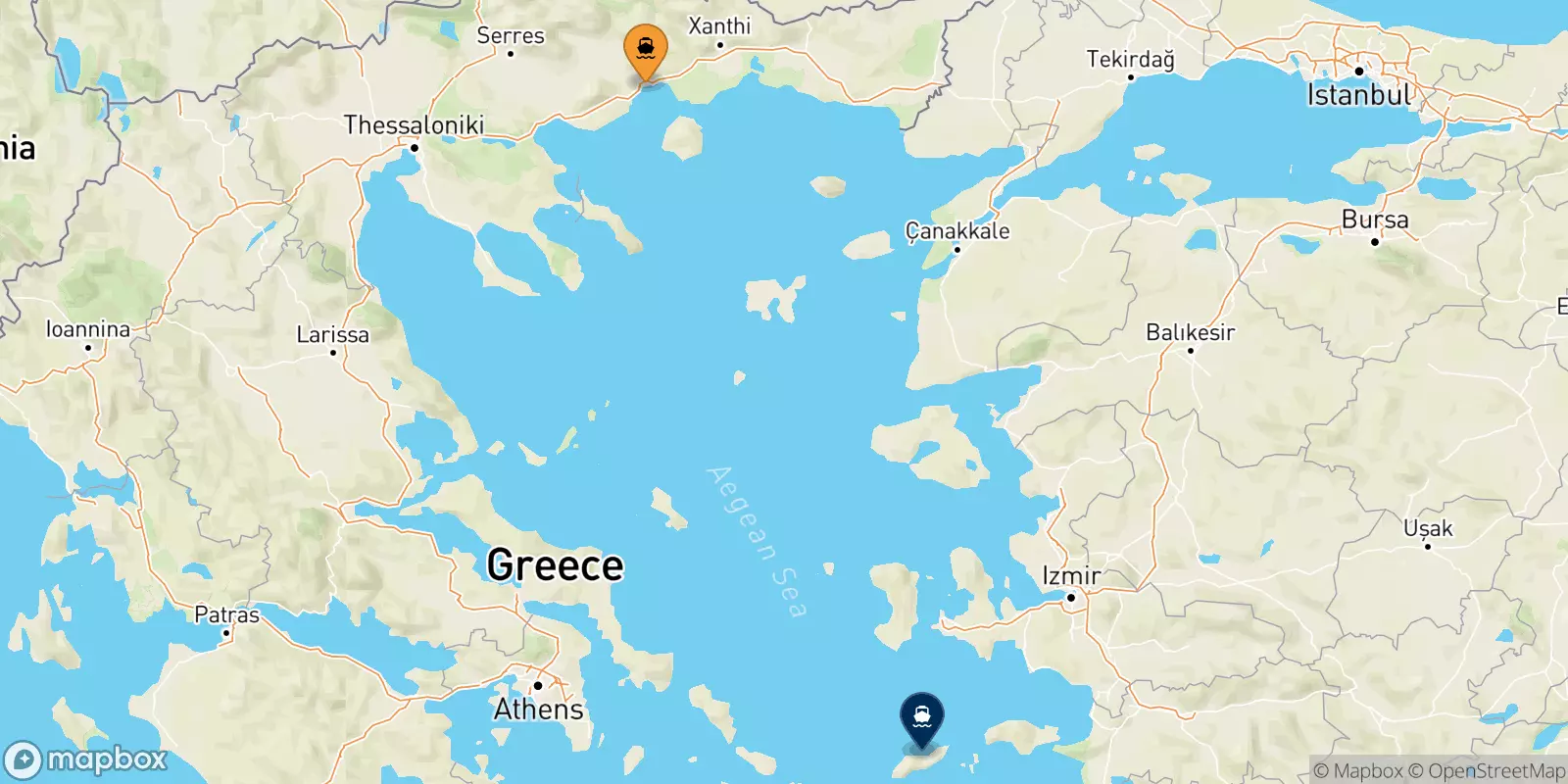 Ferries de Kavala a Evdilos (Ikaria)