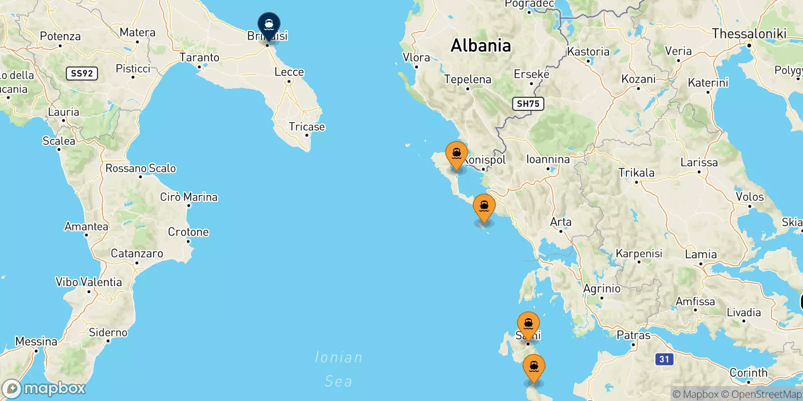 Ferries de Islas Jonicas a Brindisi