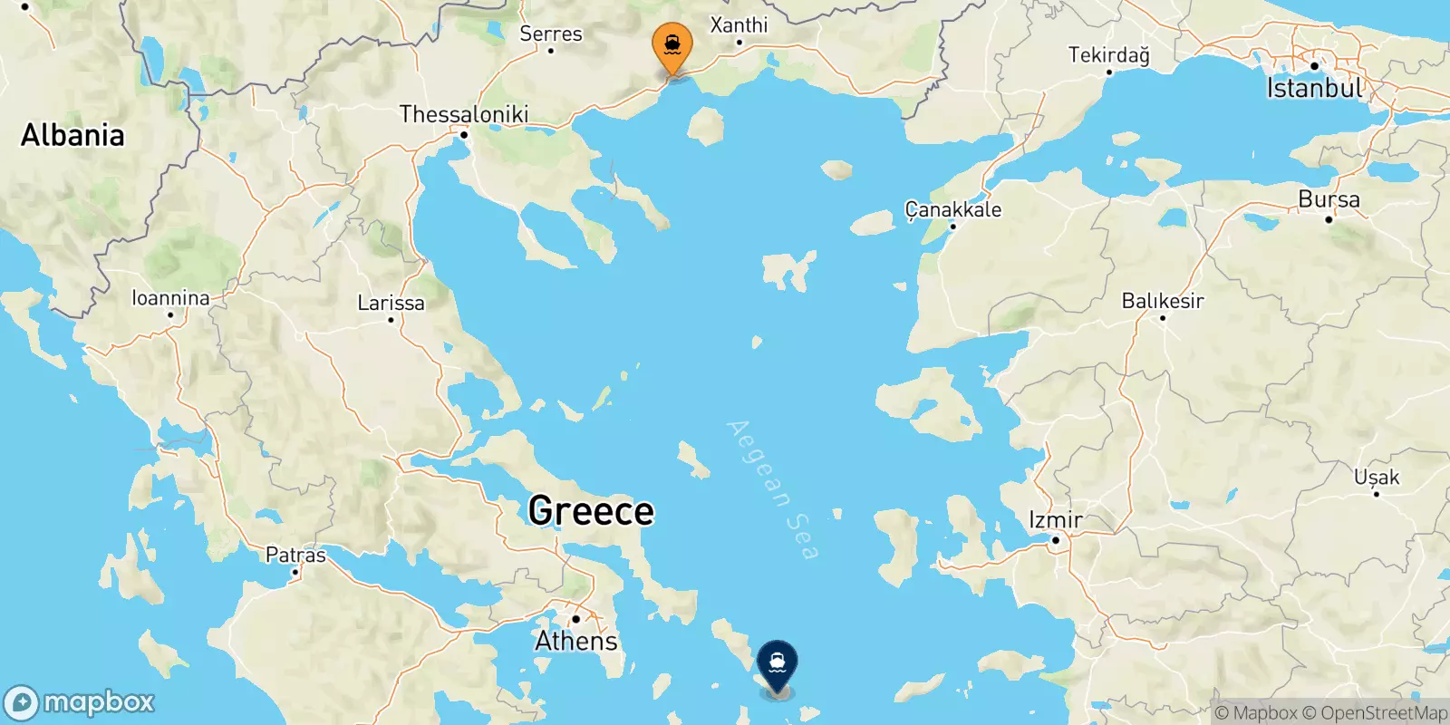 Ferries de Kavala a Tinos