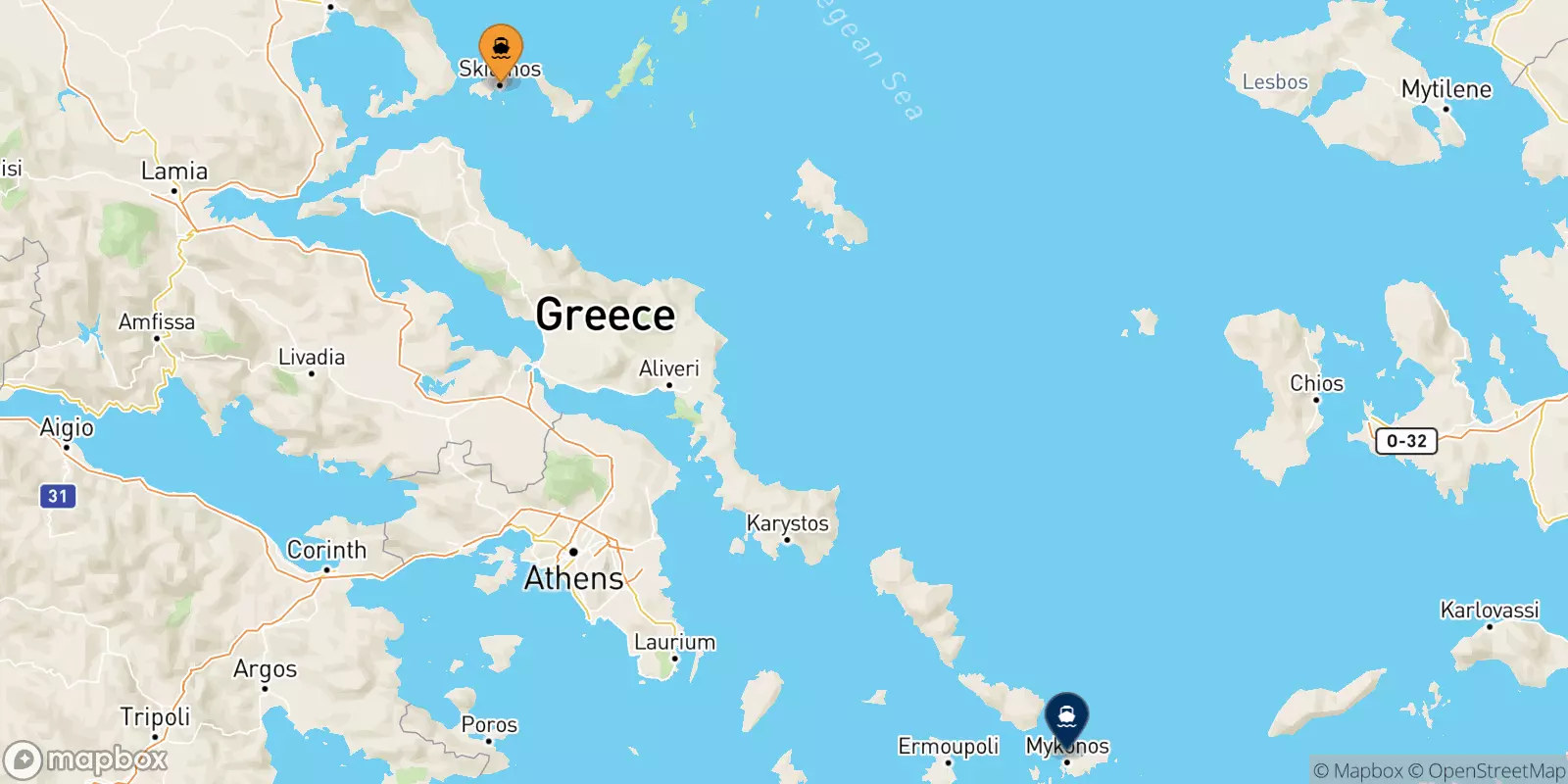 Ferries de Islas Espóradas a Mykonos