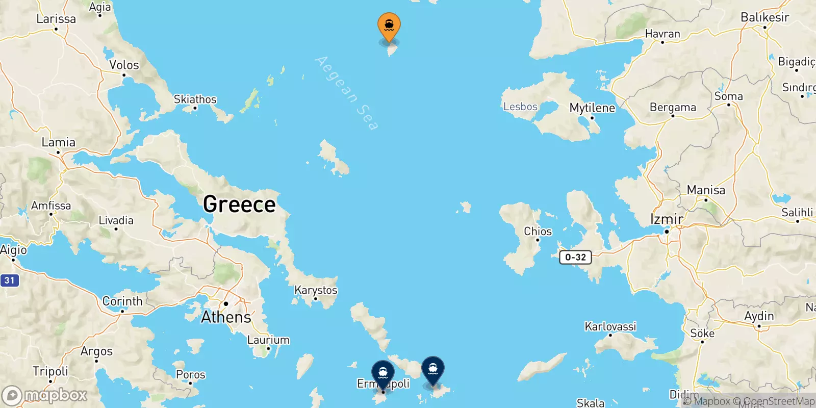 Ferries de Agios Efstratios a Las Cicladas