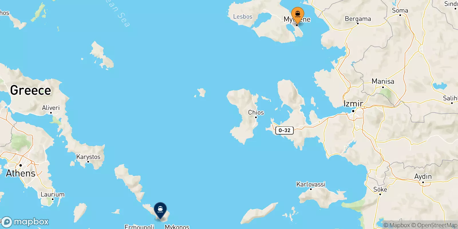 Ferries de Mytilene (Lesvos) a Tinos