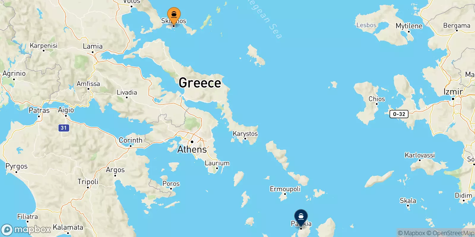 Ferries de Islas Espóradas a Paros